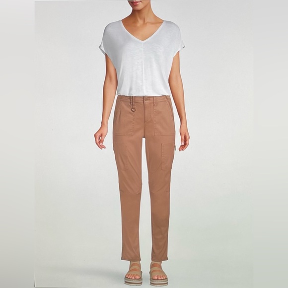 NWT  WHBM MidRise Utility Slim Crop Pants Tan 2R - Picture 3 of 16
